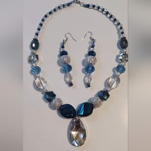 Hand made beaded necklace and earrings set